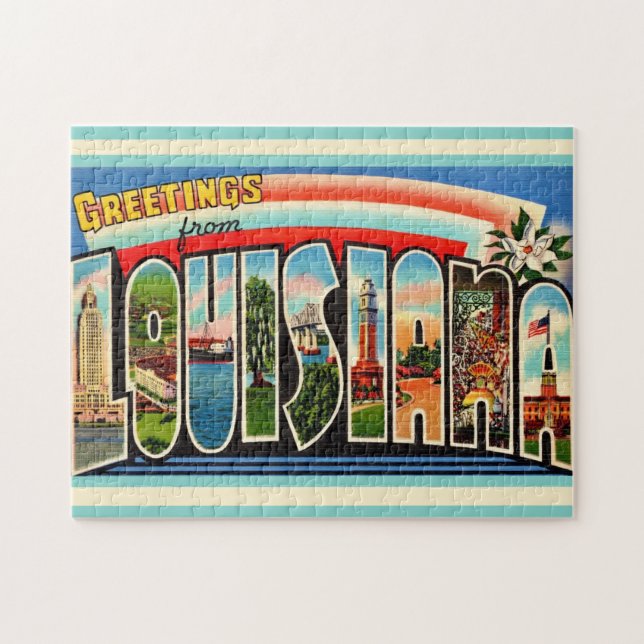 Quebra-cabeça Vintage LouisianaPostcard 11x14 (Horizontal)