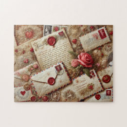 Quebra-cabeça Vintage Love Letters Romantic Collage