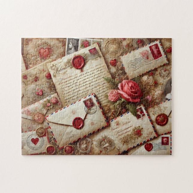 Quebra-cabeça Vintage Love Letters Romantic Collage (Horizontal)