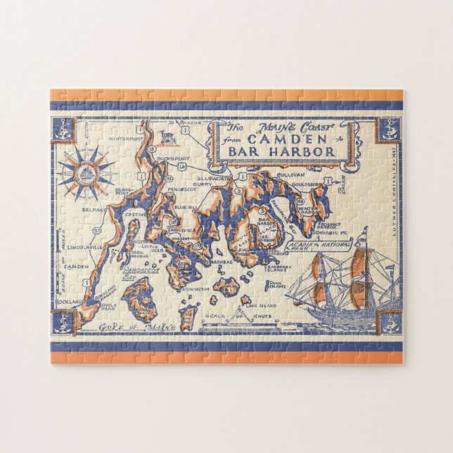 Quebra-cabeça Vintage Maine Coast (Horizontal)