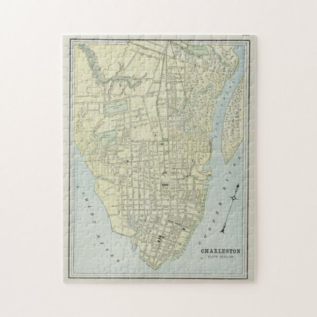 Quebra-cabeça Vintage Map of Charleston SC (1901) (Vertical)