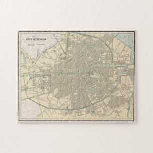 Quebra-cabeça Vintage Map of Dublin Ireland (1901)