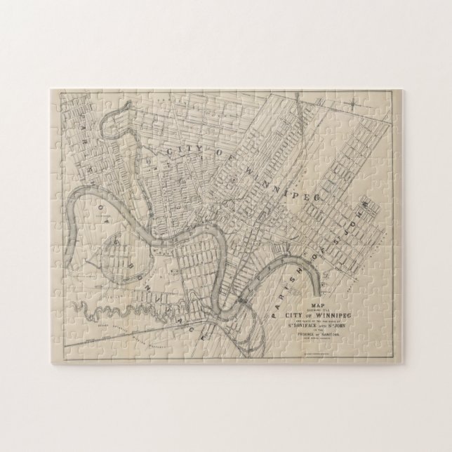 Quebra-cabeça Vintage Map of Winnipeg Canada (1882) (Horizontal)