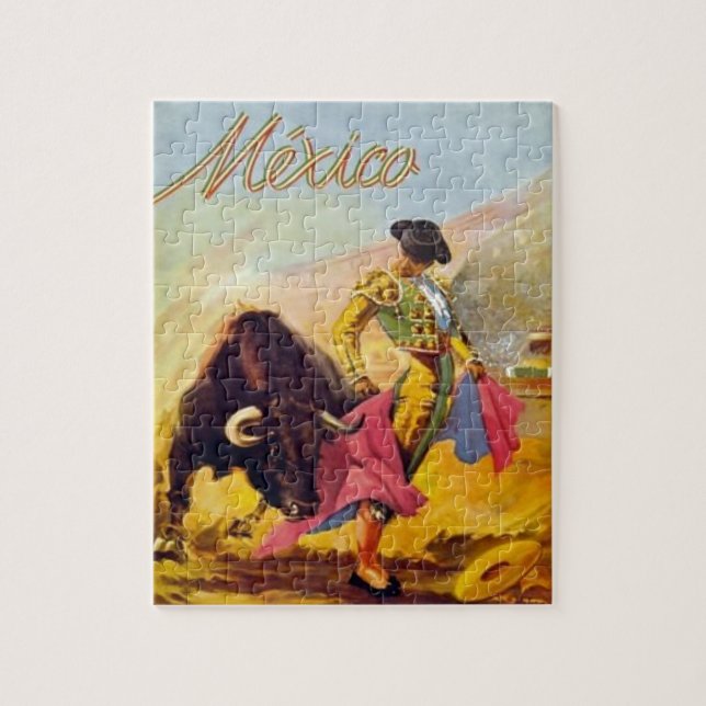 Quebra-cabeça Vintage Matador México Viagem Anúncio (Vertical)