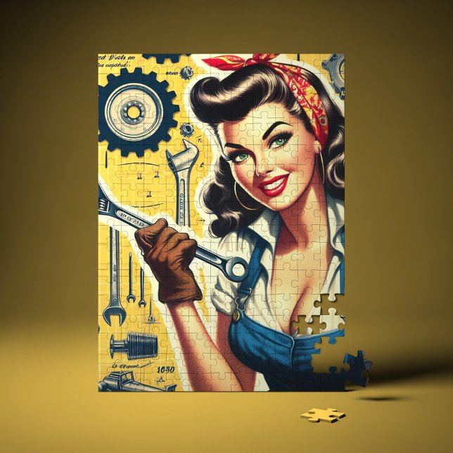 Quebra-cabeça Vintage Mechanic Pin-up (Criador carregado)