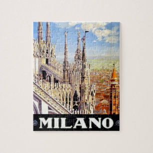Quebra-cabeça Vintage Milano Viagem Illustration Art