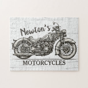 Quebra-cabeça Vintage Motorcycle Personalized NAME Garage