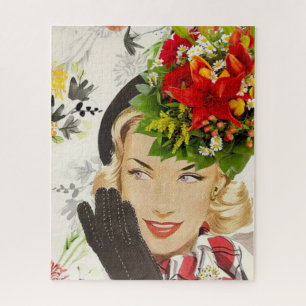 Quebra-cabeça Vintage Mulher Floral