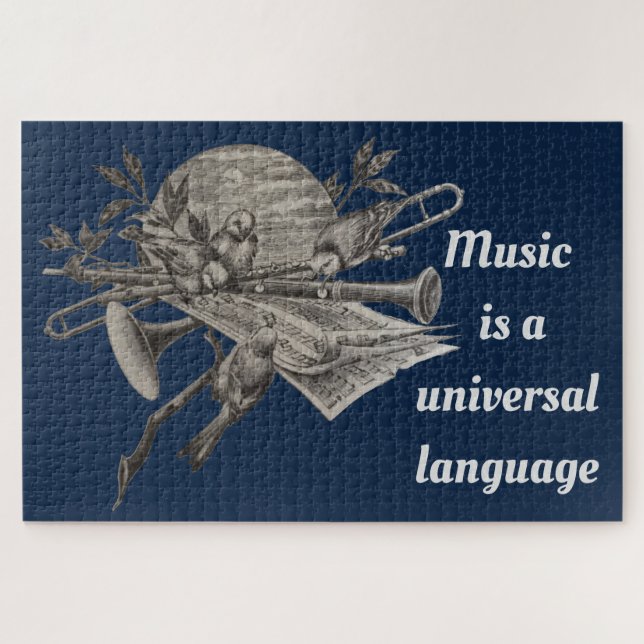 Quebra-cabeça Vintage Music Lovers Etching Musical Instruments (Horizontal)