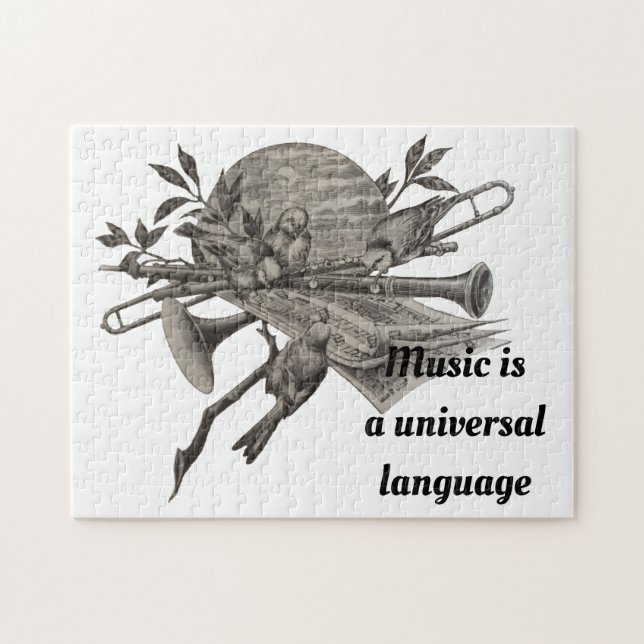 Quebra-cabeça Vintage Music Lovers Etching Musical Instruments (Horizontal)