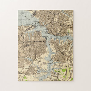 Quebra-cabeça Vintage Norfolk & Portsmouth Virgínia Mapa (1944)
