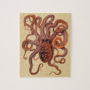 Quebra-cabeça Vintage Octopus Macropus, Animais Aquáticos Marinh