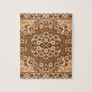 Quebra-cabeça vintage oriental branco bege marrom do teste