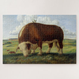 Quebra-cabeça Vintage Painting of Hereford Bull