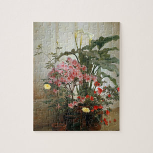 Quebra-cabeça Vintage Painting Side of a Greenhouse (Flores)