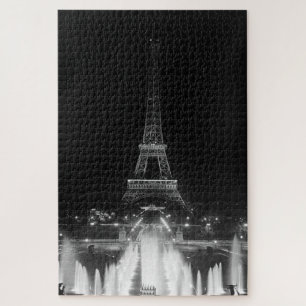Quebra-cabeça Vintage Paris Fontain Tower Eiffel noite