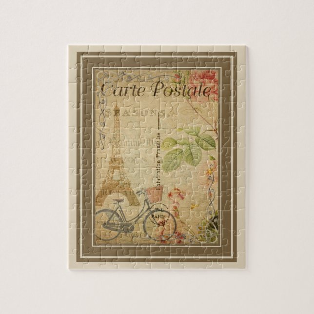 Quebra-cabeça Vintage parisiense com torre Eiffel (Vertical)