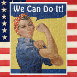 Quebra-cabeça Vintage Patriotic Rosie, o Ribeirão, podemos fazê-<br><div class="desc">Fácil de personalizar o quebra-cabeça, basta adicionar seu próprio texto pessoal. Clique para acessar as ferramentas de design para alterar o estilo ou a cor da fonte. Design de ilustração patriotismo com uma dama que desde então se tornou conhecida como Rosie, o Ribeirão. "Nós podemos fazer isso!" é um poster...</div>