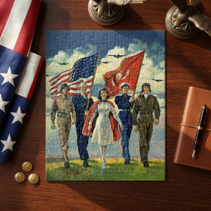 Quebra-cabeça Vintage Patriótico, Orgulho de Heros Militares