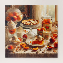 Quebra-cabeça Vintage Peach Dessert Art Cottagecore Kitchen