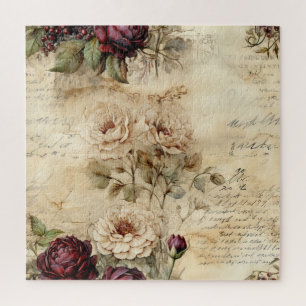 Quebra-cabeça Vintage - Pergaminho - Carta de Amor com Flores (7
