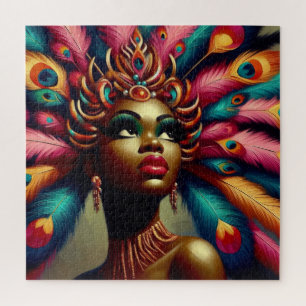 Quebra-cabeça Vintage Pin-Up African Woman Bold Feather 1960