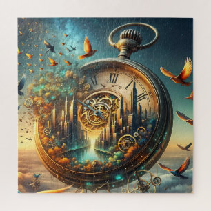 Quebra-cabeça Vintage Pocket Watch Cityscape