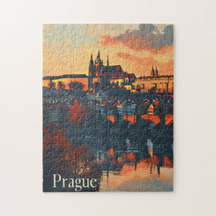 Quebra-cabeça Vintage Praga: Cartão-postal Charles Bridge