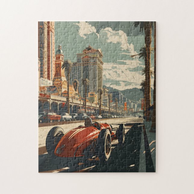 Quebra-cabeça Vintage Racing Carro em Las Vegas (Vertical)