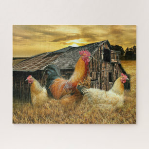 Quebra-cabeça Vintage Rooster Hens Russo Barn Coop