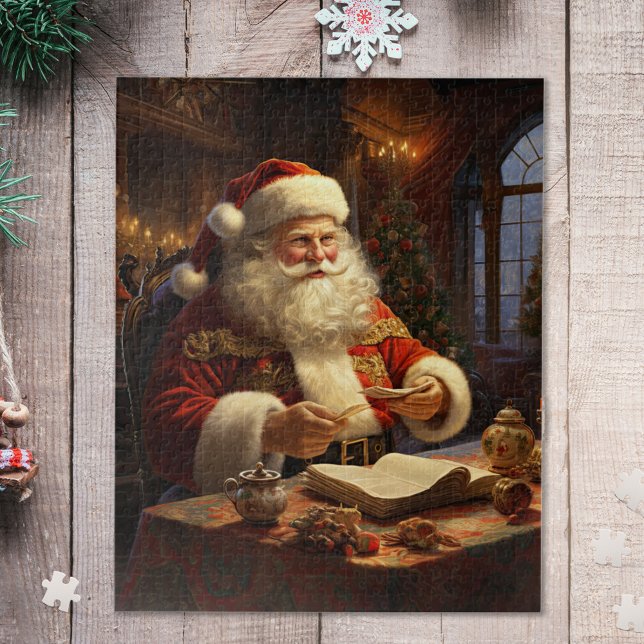 Quebra-cabeça Vintage Santa Claus Natal (Vintage Santa Claus Christmas Jigsaw Puzzle)