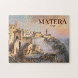 Quebra-cabeça Vintage Sassi di Matera Italy Travel Watercolor