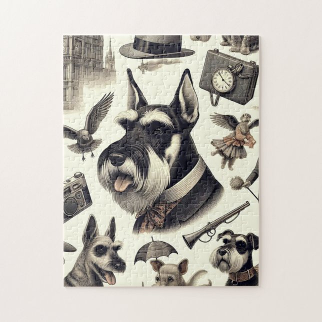 Quebra-cabeça Vintage Schnauzer Seamless (Vertical)