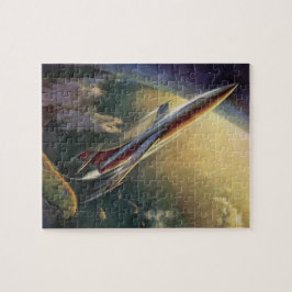 Quebra-cabeça Vintage Science Ficeship Airplane Earth