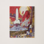Quebra-cabeça Vintage Science Fiction, a Cidade Perdida de Atlan<br><div class="desc">Vintage ilustration science fiction image apresenta mulheres alienígenas olhando para uma cidade futurista com uma fonte de água no centro, aliens com lagartos para animais de estimação, arquitetura grega ou romana e uma lua enorme ao fundo. Pode ser a cidade perdida de Atlantis! Uma cena de ficção científica retrógrada do...</div>