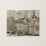 Quebra-cabeça Vintage Science Fiction Urban Paris, Steam Punk<br><div class="desc">Ilustração vítrea Vintage punk vapor vitoriano Science Fiction viagem futurista e metrópole de transporte. A cidade de Paris,  a França,  no futuro,  com aviões de dimensão pessoal em vez de carros e a estação de metro Gare du Nord.</div>