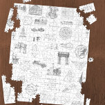 Quebra-cabeça Vintage Science Illustrations Black White Standard<br><div class="desc">Diagrama preto-e-branco e padrão de impressão em blueprint. Os temas da imagem incluem ciência, matemática, edifícios e monumentos, astronomia e manufatura. Há um modelo antigo de carro, um diagrama antigo do eclipse, e muito mais. Faz excelente aniversário, Natal ou outro presente de Natal, especialmente para aqueles que amam a ciência...</div>