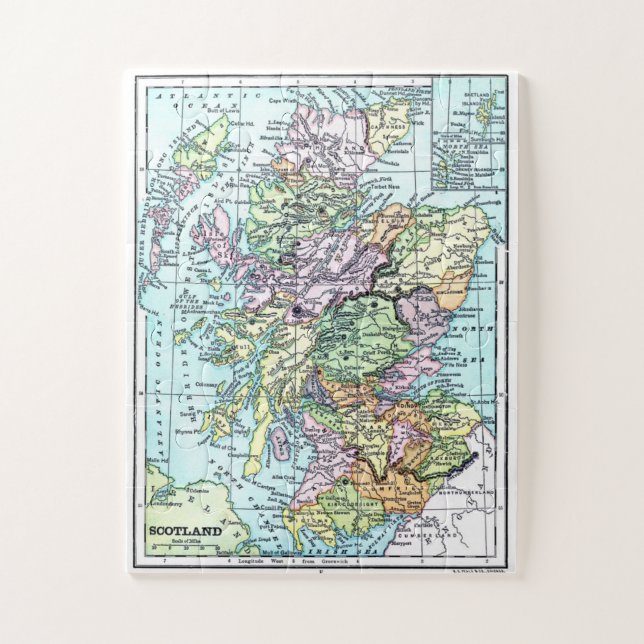 Quebra-cabeça Vintage Scotland Map (Vertical)