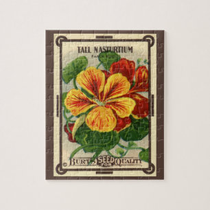 Quebra-cabeça Vintage Seed Packet Label Art, Nasturtium Flowers