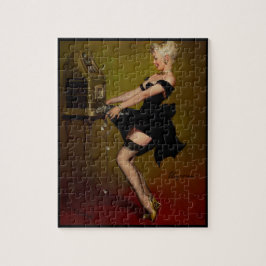 Quebra-cabeça Vintage Slot Machine Pinup Girl