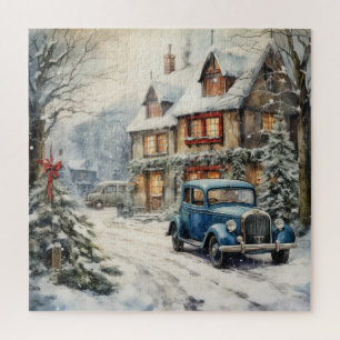 Quebra-cabeça Vintage Snowy Street Cena de Natal de 1930