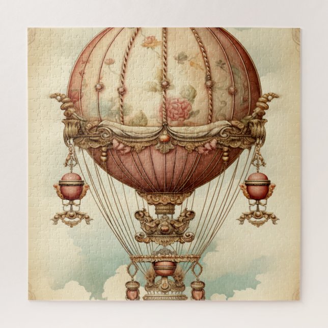 Quebra-cabeça Vintage Steampunk Pink Air Balloon (Vertical)