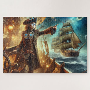 Quebra-cabeça Vintage Steampunk Vintage Pirata Espacial do Ocean