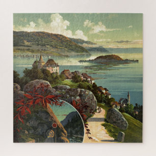 Quebra-cabeça Vintage Suiça Illustration Art