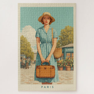 Quebra-cabeça Vintage Summer Stroll em Paris