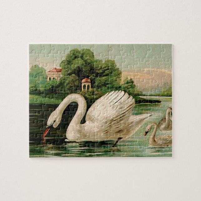 Quebra-cabeça Vintage Swan no lago (Horizontal)