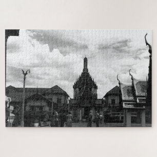 Quebra-cabeça Vintage Tailândia Bangkok Wat Phra Kaew turistas