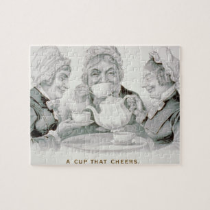 Quebra-cabeça Vintage Tea Party Amigos, Uma Taça Que Anima