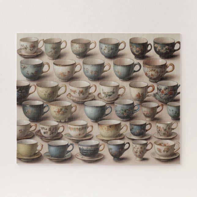 Quebra-cabeça Vintage Teacups (Horizontal)