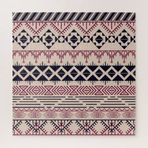 Quebra-cabeça Vintage tribal asteca, padrão étnico.